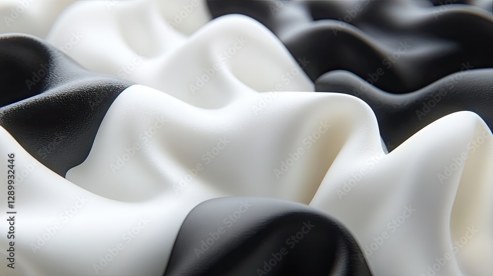Obraz premium Abstract black and white fabric waves, texture background