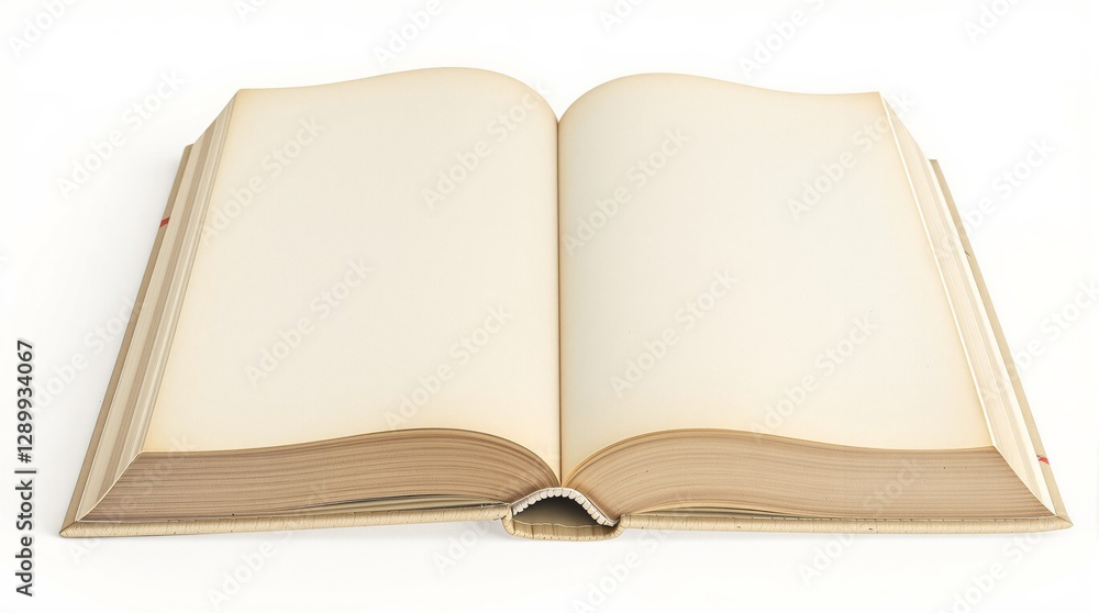 Open blank book with empty pages lying flat, presented on a white background. Ideal for design mockups, templates, or creative space concepts. Ai generative Open blank book with empty pages lying flat, presented on a white background. Ideal for design mockups, templates, or creative space concepts. Ai generative