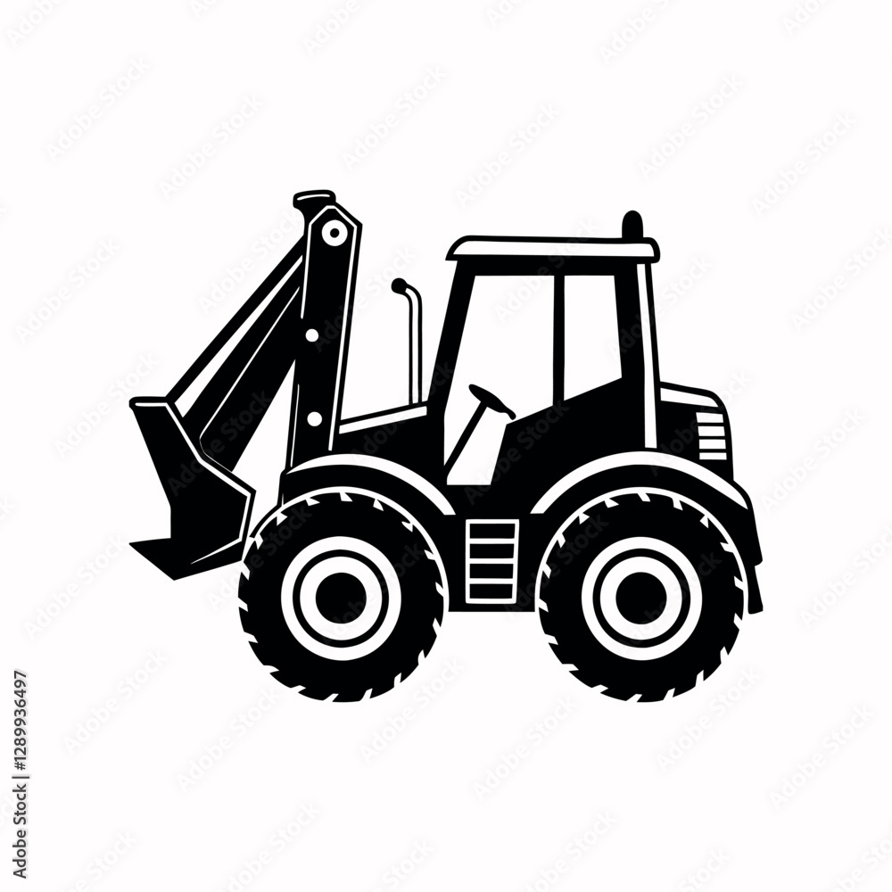Fototapeta premium Backhoe Loader Vector on White Background | Construction Machinery Illustration
