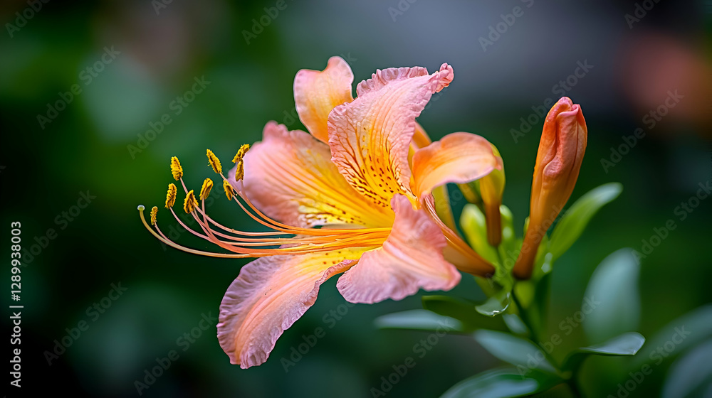 Fototapeta premium Peach And Yellow Flower Blossom Close Up