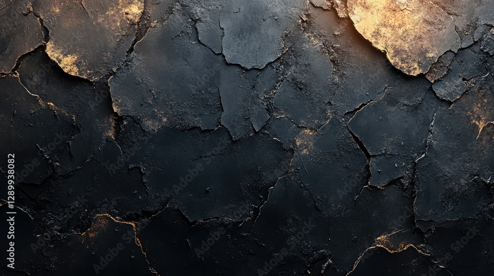 Fototapeta premium Abstract Black Gold Cracked Texture Background