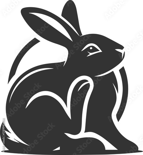 A rabbit scratching its ear with its hind leg vector animal silhouette