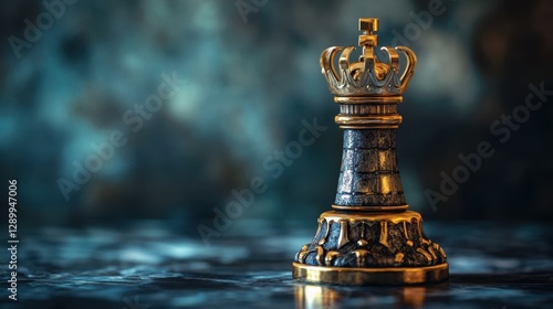 Chess piece with crown on top symbolizing royalty and strategy in board game