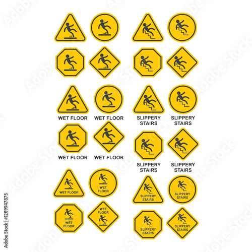 Free Download Use handrail, mind your step, watch your step, slippery ice, slippery stairs, slippery floor warning notice - GFXLoad