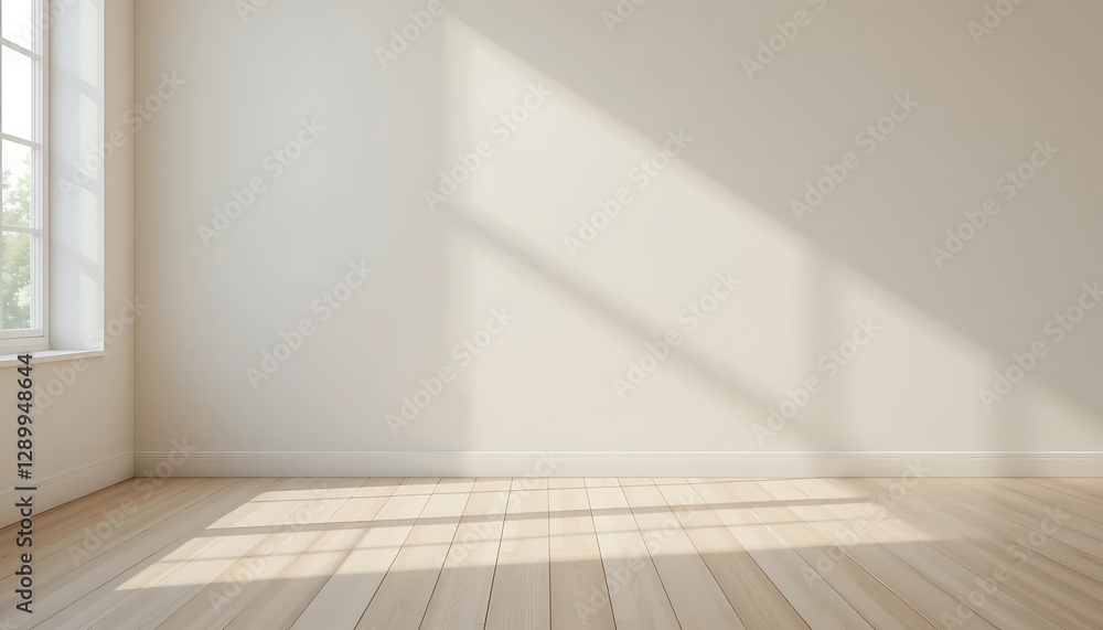 Interior design shows sunlight and shadows on a wooden floor Interior design shows sunlight and shadows on a wooden floor