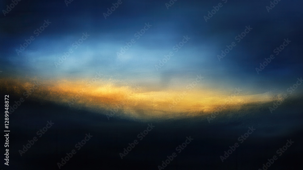 Abstract Golden Horizon Under a Deep Blue Sky Textured Impressionist Painting Abstract Golden Horizon Under a Deep Blue Sky Textured Impressionist Painting