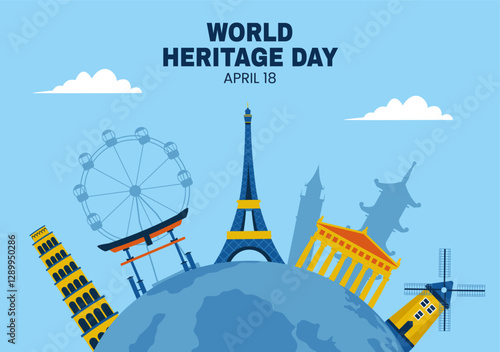 Cultural Heritage Day Celebration Social Media in a Flat Cartoon Background