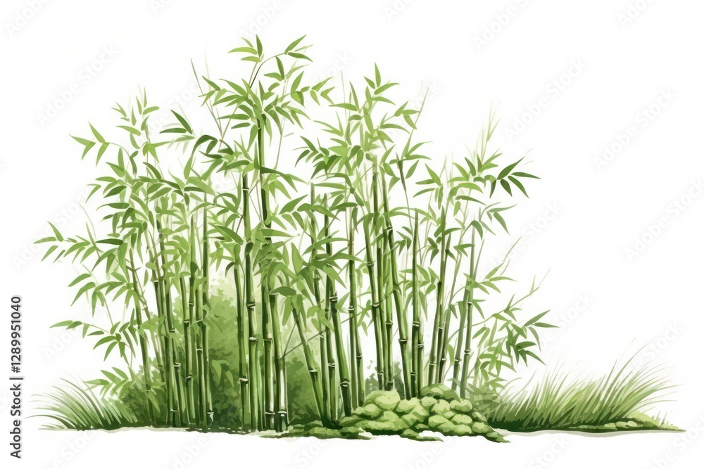 Fototapeta premium Bamboo tree plant white background tranquility.