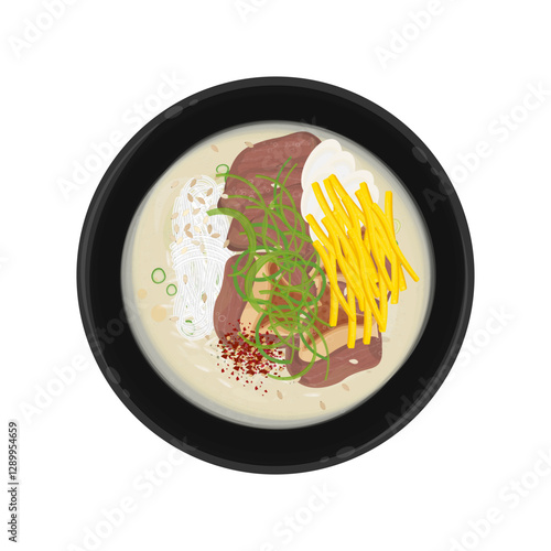 Vector Illustration Logo Clipart Gomtang gold Korean Beef bone Soup