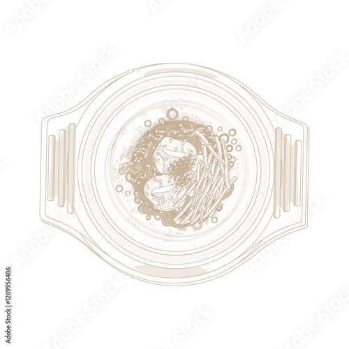 Vector Illustration Logo Line art Korean Cuisine Gomtang or Beef Bone Soup 