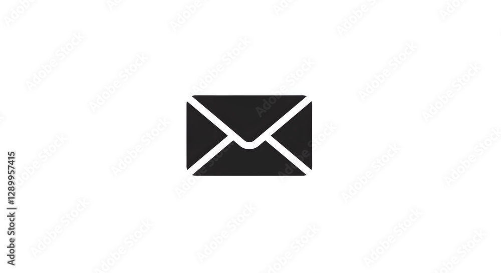 Black and White Email Icon on White Background for Contact Black and White Email Icon on White Background for Contact