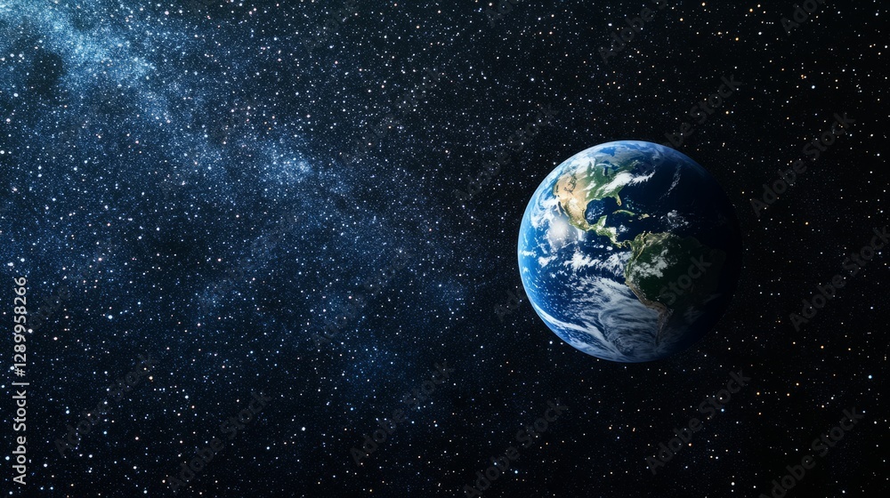 Obraz premium Earth globe in a dark, starry space, simple and abstract representation