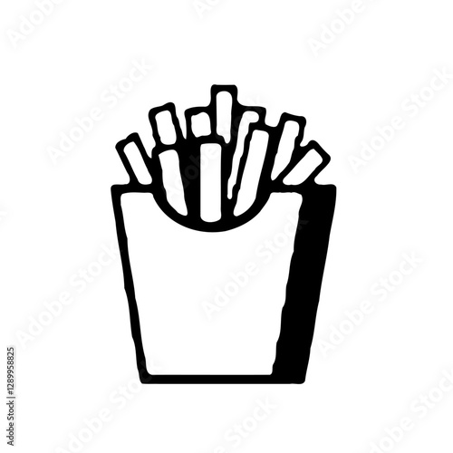 French Fries Simple Line Drawing Silhouette