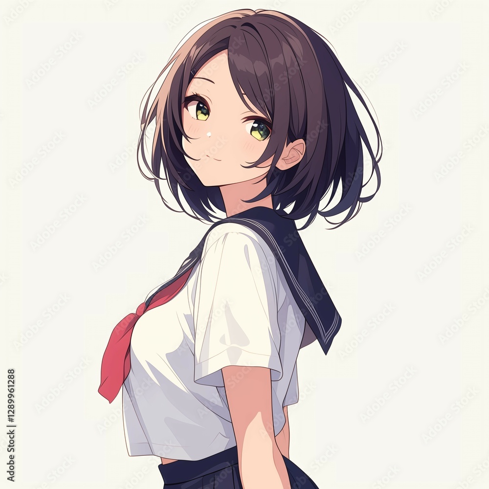 アニメ調の美少女の切り抜き用素材 アニメ調の美少女の切り抜き用素材