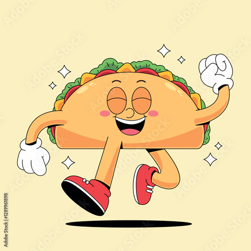 Happy taco cartoon mascot