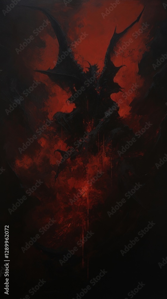 Fototapeta premium Acrylic paint of demon creativity darkness abstract.