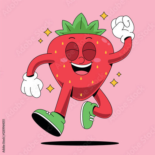 Happy Strawberry Cartoon Mascot
