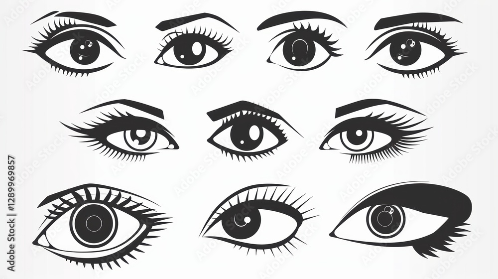 Discover a Stunning Assortment: Eye Icon Set, Silhouettes, and Retina - Scan Symbols Discover a Stunning Assortment: Eye Icon Set, Silhouettes, and Retina - Scan Symbols