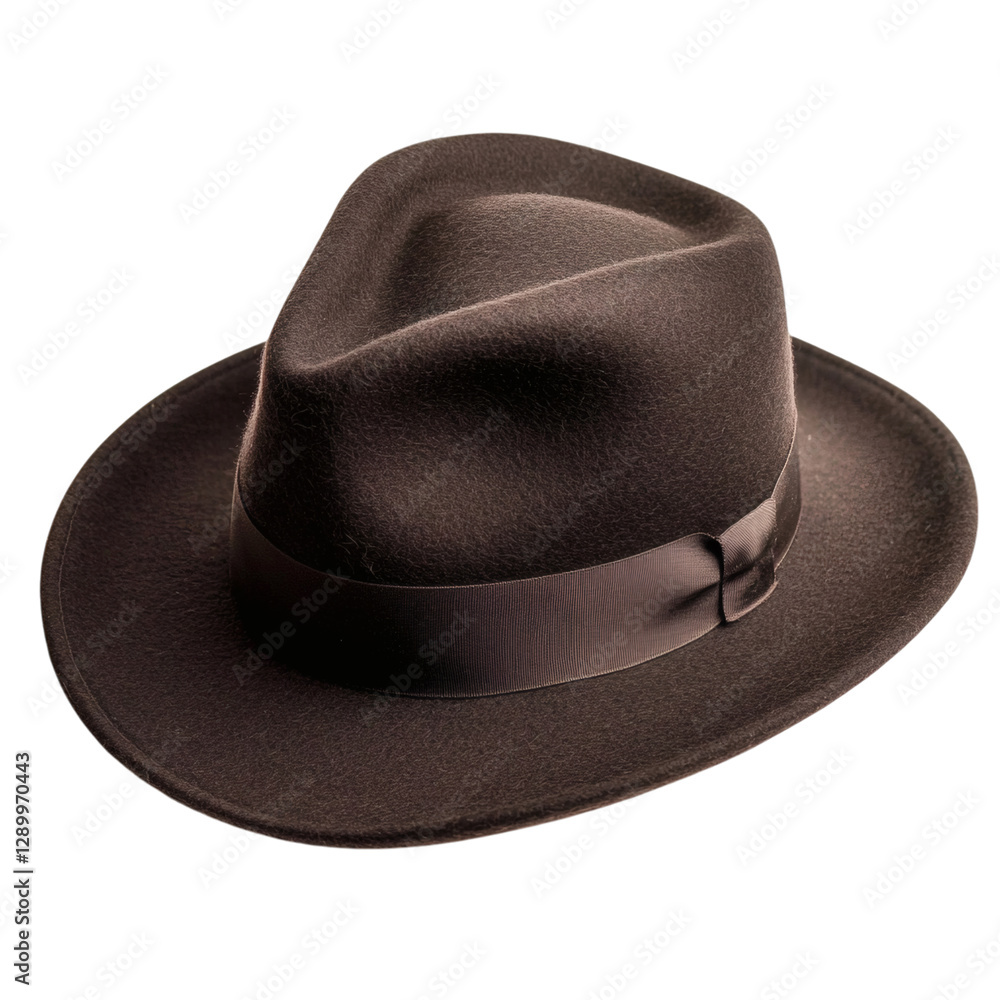 Dark Brown Wool Hat with Wide Brim Isolated on Transparent Background Dark Brown Wool Hat with Wide Brim Isolated on Transparent Background