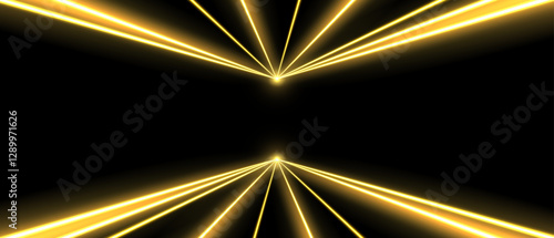 Obraz na płótnie Laser beams, concert or nightclub spotlights light effect. Lasers in motion, abstract perspective background. Vector illustration. w salonie
