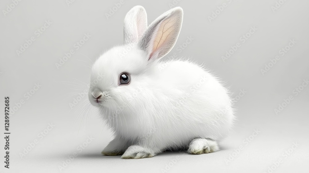 Adorable Fluffy White Bunny Rabbit Cute Pet Easter Symbol Animal Portrait Adorable Fluffy White Bunny Rabbit Cute Pet Easter Symbol Animal Portrait