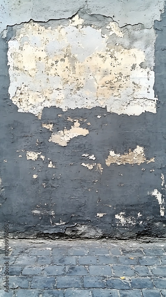 Obraz premium Weathered wall, cobblestone street. Background texture