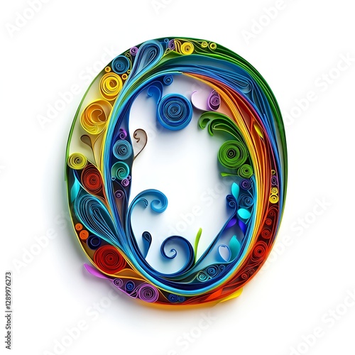 Vibrant Rainbow Quilling: A Colorful Zero Design!