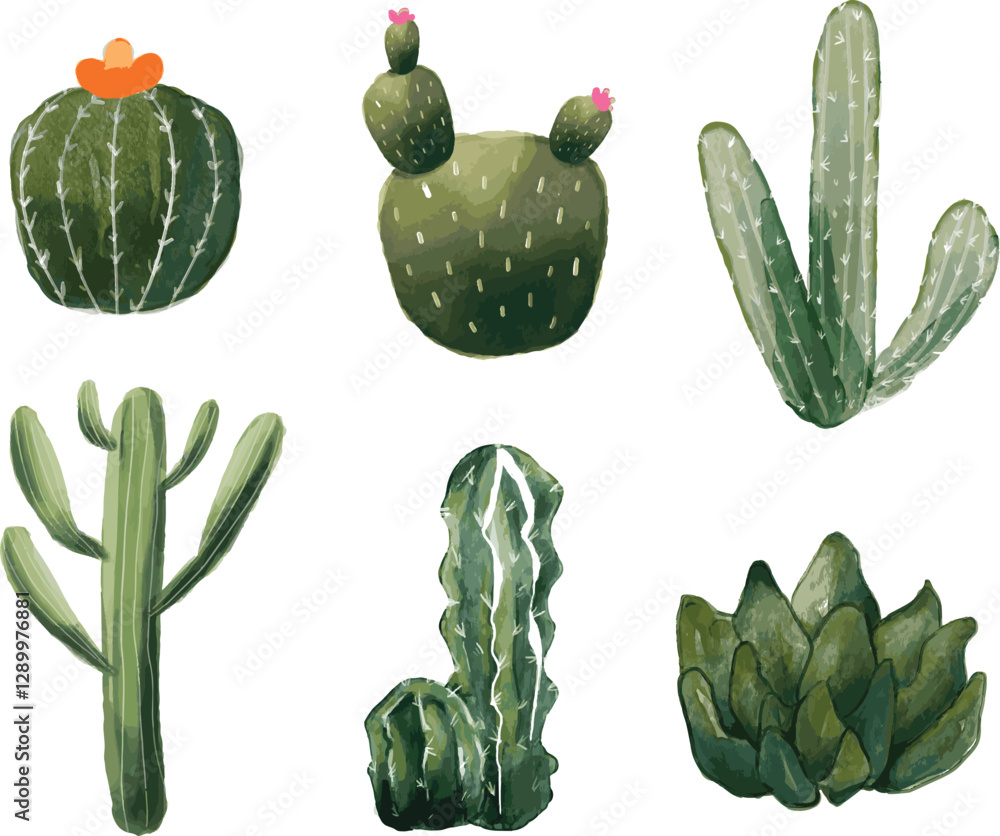Fototapeta premium watercolor cactus icon vector illustration