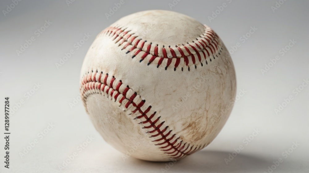 Detailed Baseball Ball with Red Stitching on White Seamless Background Leather Texture Detailed Baseball Ball with Red Stitching on White Seamless Background Leather Texture
