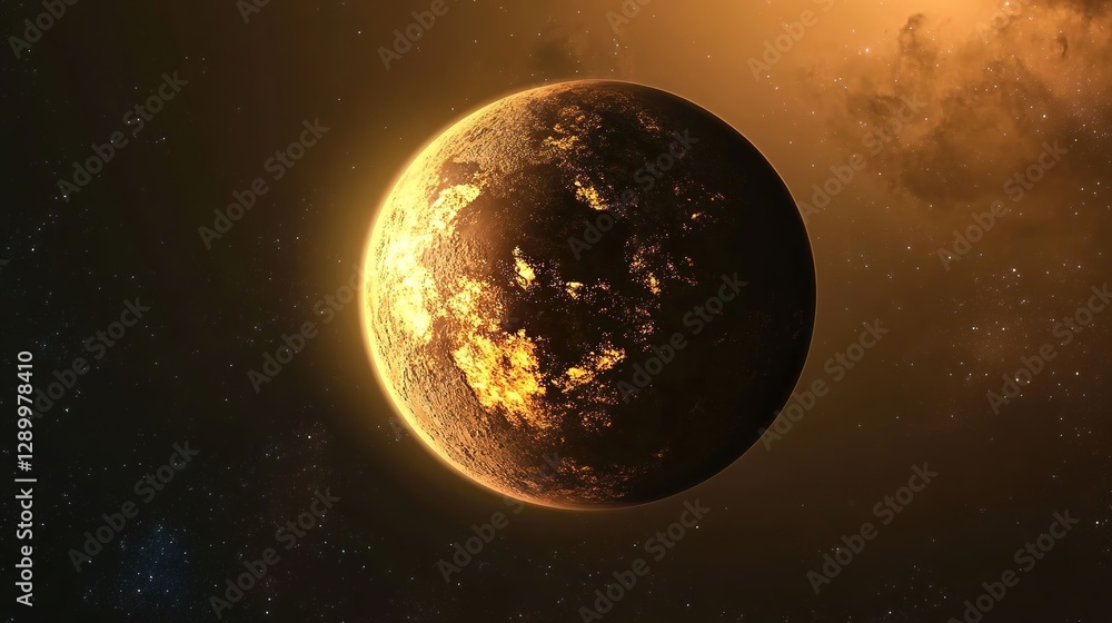 Obraz premium Earth-like exoplanet with glowing atmosphere, symbolizing the search for habitable worlds beyond our solar system.