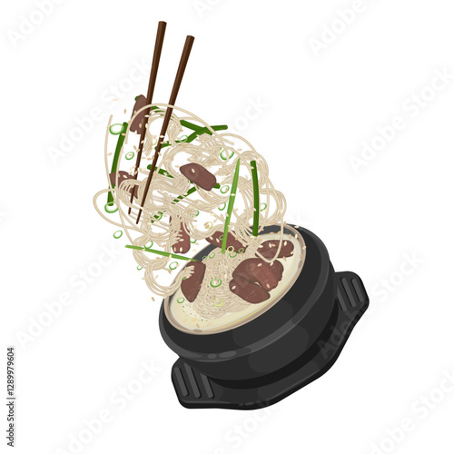 Vector Illustration Logo Clipart Levitation Seolleongtang Korean Beef Bone Soup