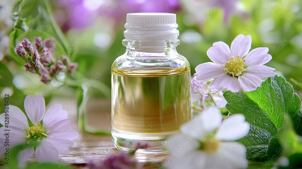 Discover the Essence of Nature A Captivating Image Showcasing Natural Oil in a Glass Bottle, Surrounded by Delicate Flowers and Lush Greenery, Evoking a Sense of Tranquility and Well-being Explore Discover the Essence of Nature A Captivating Image Showcasing Natural Oil in a Glass Bottle, Surrounded by Delicate Flowers and Lush Greenery, Evoking a Sense of Tranquility and Well-being Explore