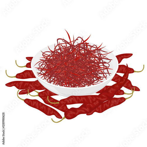 Vector Illustration Logo Clipart Spicy Dry Chili Thread or Silgochu For Garnish Food