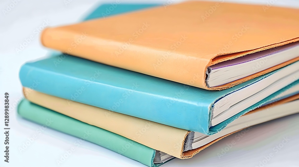 Colorful books stacked on white surface (1) Colorful books stacked on white surface (1)