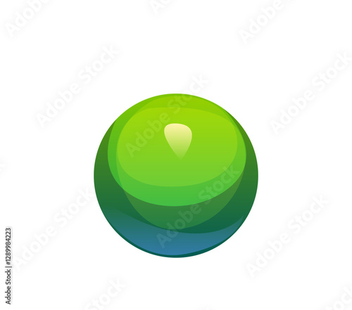 School education font green ball punctuation period. School education tool ABC font punctuation sign, creative funny vector English typeset special symbol or alphabet element