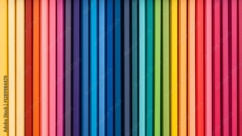 Obraz premium Colorful Vertical Pencils Arranged in Rainbow Pattern