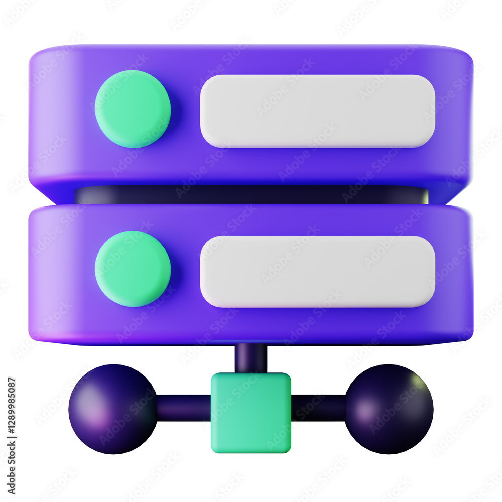 Naklejka premium 3D Render Stylish 3D Database Icon for Digital Use