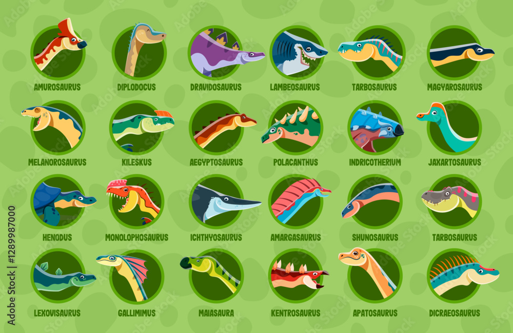 Prehistoric dinosaurs and reptiles infographic. Cartoon dino animals vector diagram of Earth evolution with cute diplodocus, henodus, tarbosaurus and ichthyosaurus. Dinosaurs info graph with names Prehistoric dinosaurs and reptiles infographic. Cartoon dino animals vector diagram of Earth evolution with cute diplodocus, henodus, tarbosaurus and ichthyosaurus. Dinosaurs info graph with names