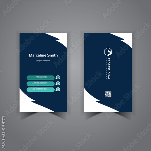 Dark Blue color Corporate Vertical Size Modern Business card template