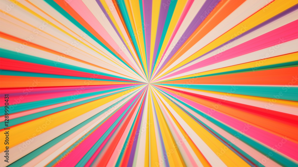 Vivid dynamic radial stripes create an eye-catching colorful explosion of abstract lines towards the center. Energetic and lively colors creates bold and striking pattern effect. Vector illustration Vivid dynamic radial stripes create an eye-catching colorful explosion of abstract lines towards the center. Energetic and lively colors creates bold and striking pattern effect. Vector illustration