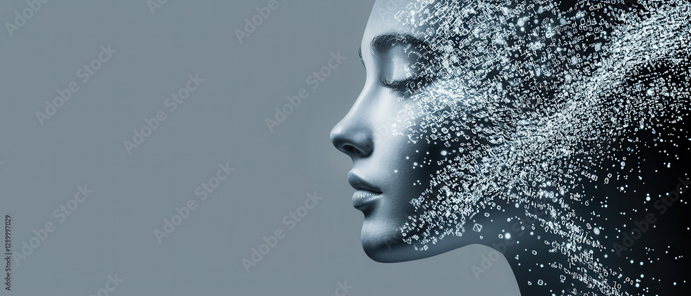 minimalist digital face with gradient features and abstract elements minimalist digital face with gradient features and abstract elements