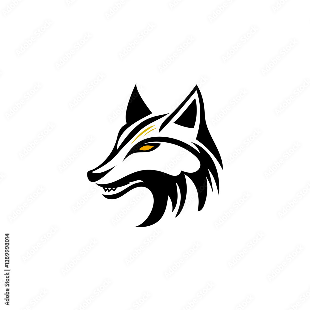 Obraz premium The wolf logo is black on a black background