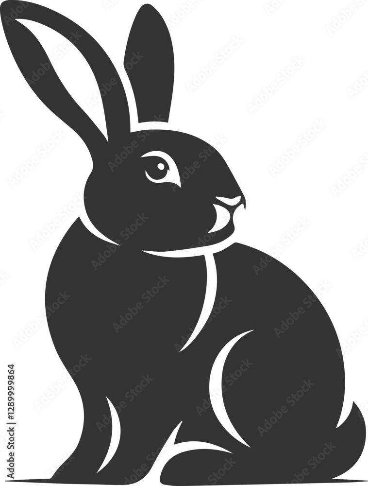 Rabbit looking over its shoulder vector animal silhouette Rabbit looking over its shoulder vector animal silhouette