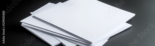 Stack of blank white spiral-bound notebooks on a dark surface.