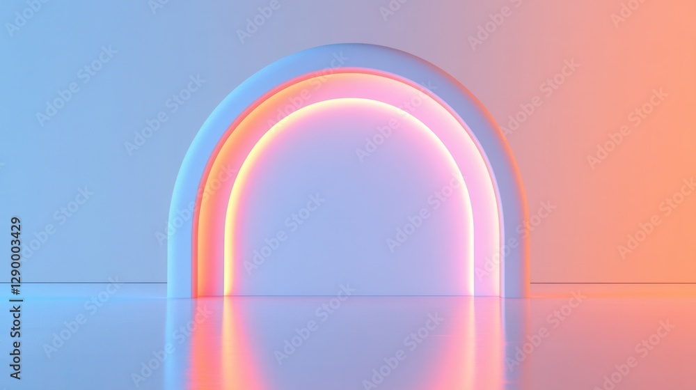 Abstract Neon Archway with Vibrant Gradient Lighting for Modern Backgrounds. Abstract Neon Archway with Vibrant Gradient Lighting for Modern Backgrounds.