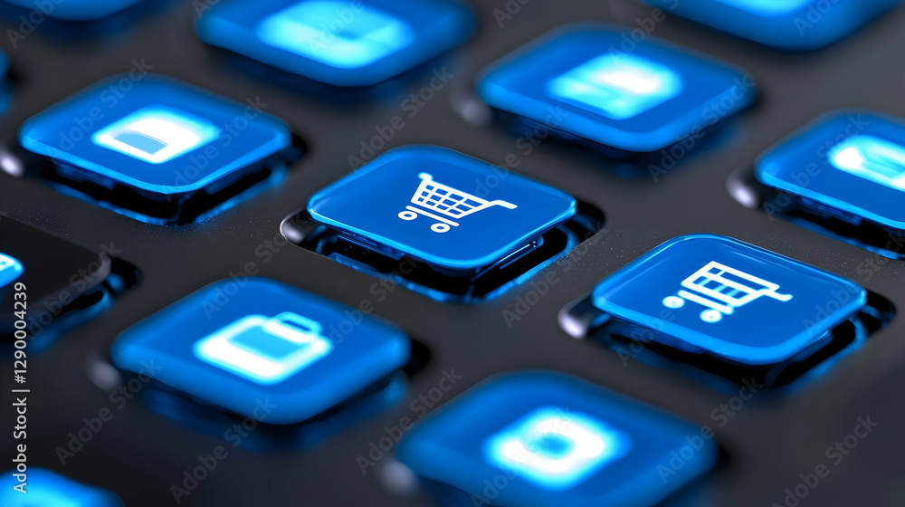 Digital shopping interface featuring vibrant icons, user-friendly layout, seamless navigation, showcasing a modern e-commerce experience. Digital shopping interface featuring vibrant icons, user-friendly layout, seamless navigation, showcasing a modern e-commerce experience.