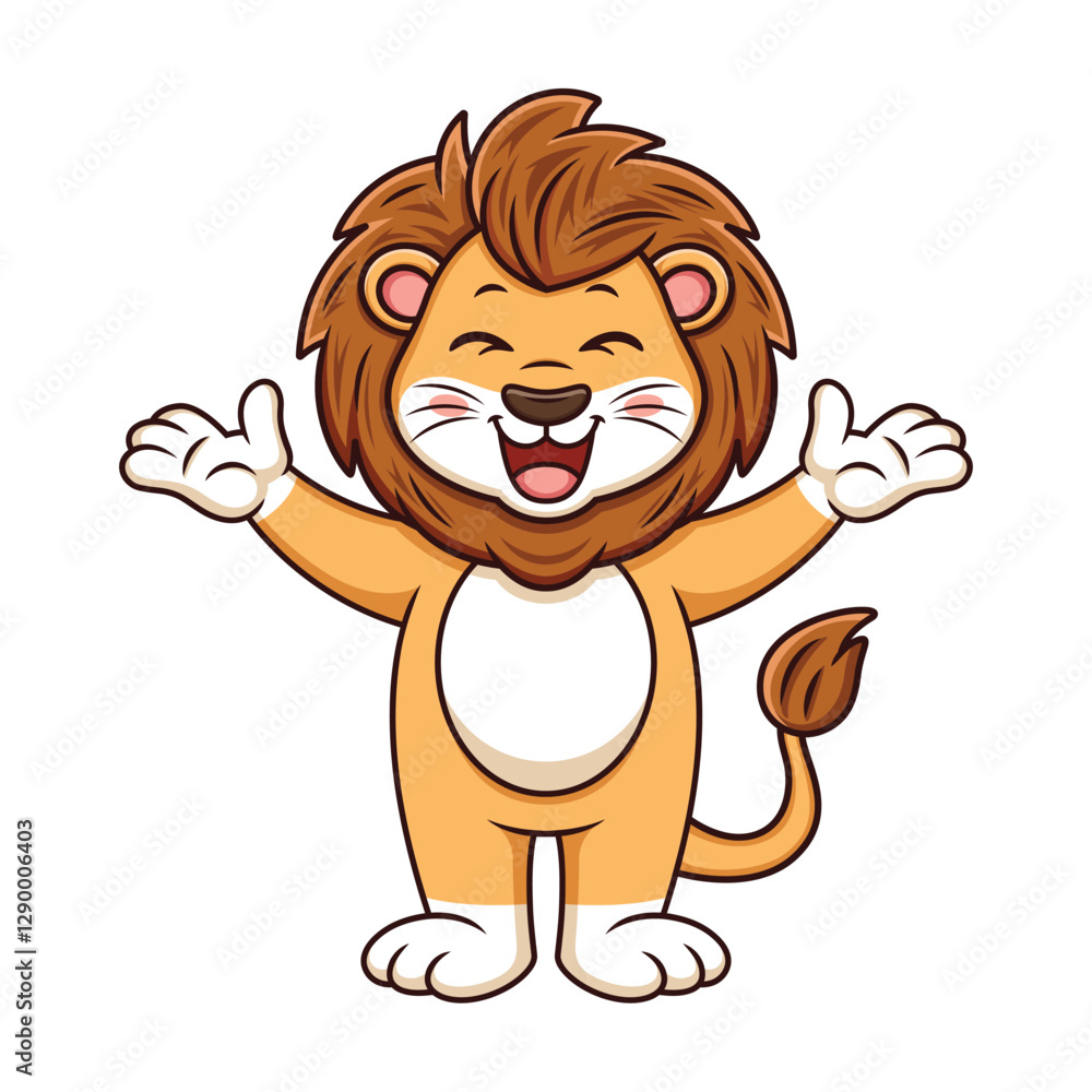 Cute lion with funny pose. Vector cartoon illustration isolated on white background Cute lion with funny pose. Vector cartoon illustration isolated on white background