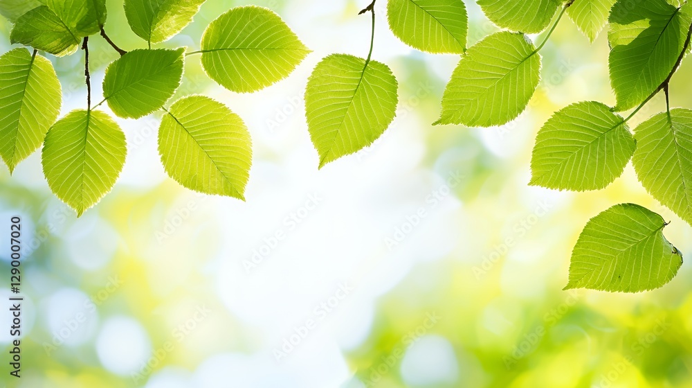 Bright Green Leaves and Sunlight Background