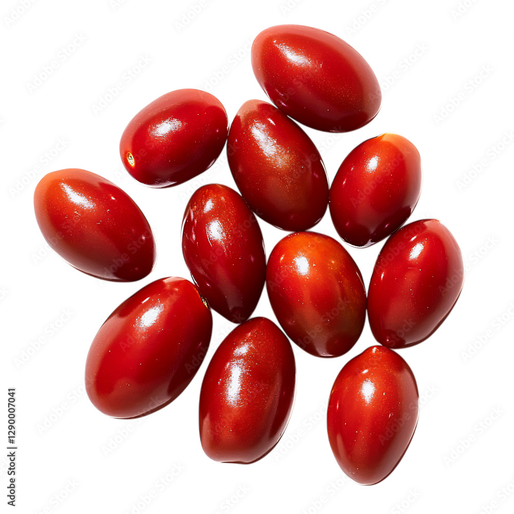 A Handful of Ripe Tomatoes with Deep Red Color Isolated on Transparent Background A Handful of Ripe Tomatoes with Deep Red Color Isolated on Transparent Background