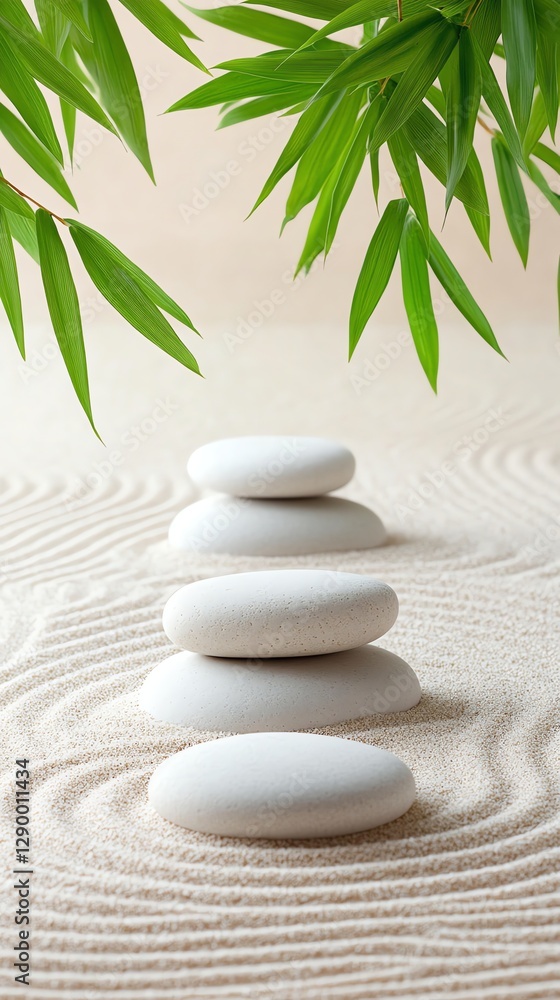 A serene Zen garden with white stones and swaying bamboo leaves. Perfect for mobile wallpapers or feed posts. Calm, minimalist, and tranquil A serene Zen garden with white stones and swaying bamboo leaves. Perfect for mobile wallpapers or feed posts. Calm, minimalist, and tranquil